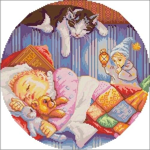 Sleeping baby patterns Counted Cross Stitch 11CT 14CT 18CT DIY Chinese Cross Stitch Kit Embroidery Needlework Sets