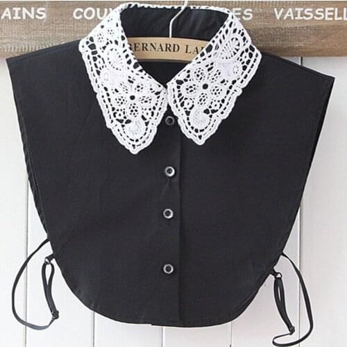 Spring fake fashion white apparel jewelry New Solid Shirt Fake Collar White & Black Blouse Vintage Detachable Collars Women