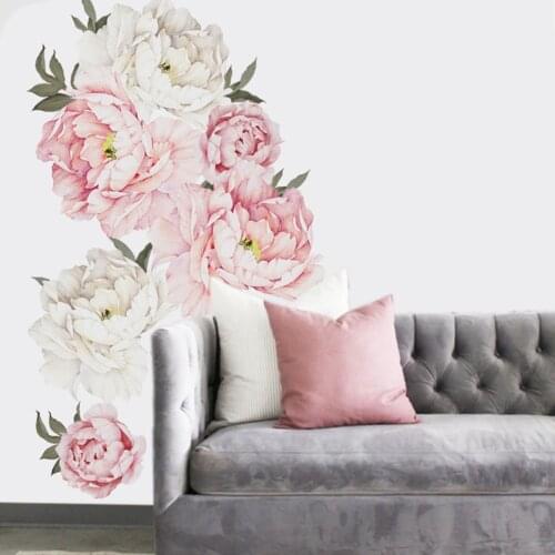Waterproof Wall Sticker Washable Removable Peony Flower Baby Nursery PVC