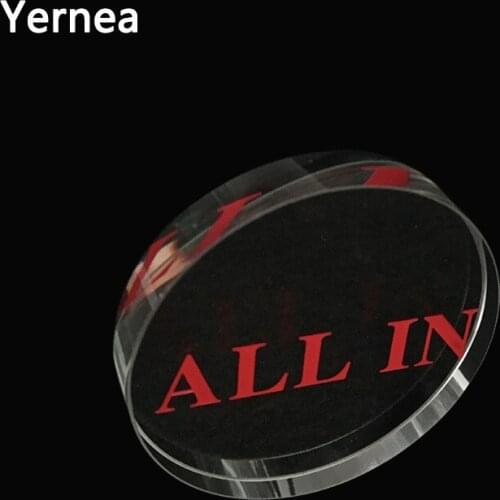 Yernea High-grade Poker Chips All In Transparent Crystal Texas Casinos Round Special Accessories Red Engraving All In Typeface