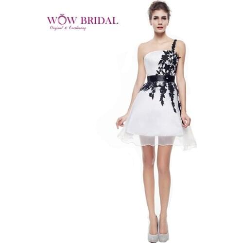 Wowbridal 2021 Casual White and Black High Quality Organza Lace Short Prom Dresses Sexy Evening Dresses Real Pink