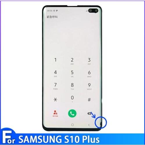 LCD For Samsung S10 S10 Plus G975 G975F LCD Display Digitizer Assembly For S10 G973 G973F LCD Repair + Small Point 100% Tested
