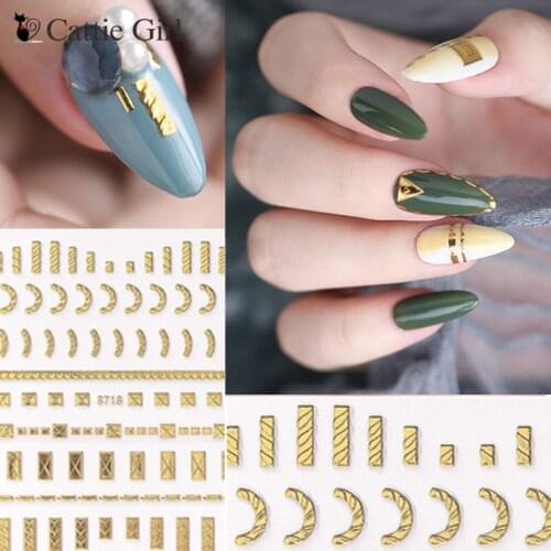 1 Sheet 5D Gold Stamping Nail Art Stickers Golden Metal Line Stickers 3D Nail Accessories for Nails Decorations