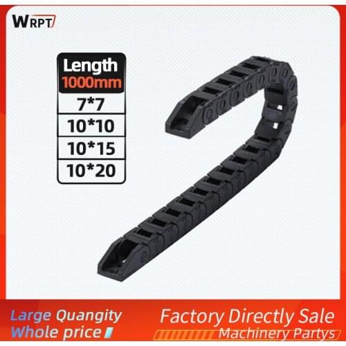 1pc 10 x 10mm 10*15mm 10*20mm L1000mm Cable Drag Chain Wire Carrier with end connectors for CNC Router Machine Tools