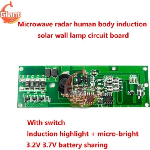 3.2V 3.7V with Switch Microwave Radar Sensor Human Body Induction Solar Wall Light Circuit Board Solar Light Controller