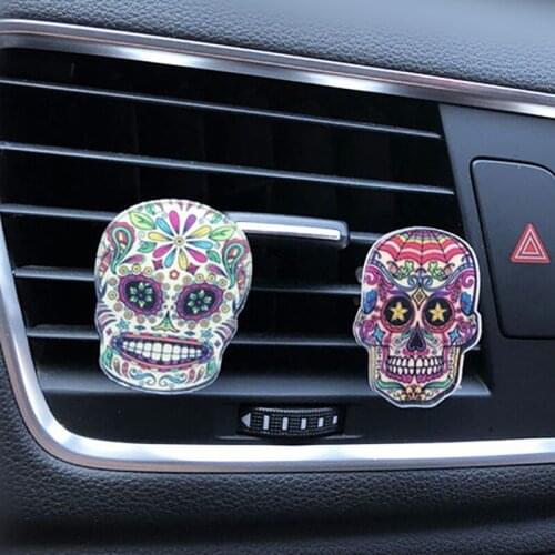 Cool Skull Car Accessories Interior Car Air Freshener In Auto Perfume Car Smell Aroma Diffuser Outlet Vent Clips Car Decoration