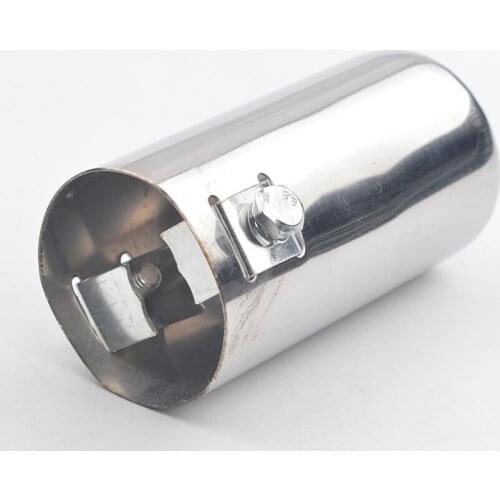 Bolt-On Resonated Muffler Round Exhaust Tip with Clamps for Universal Most Cars, Trucks - Polished Stainless Steel