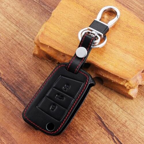 Genuine leather Key Fob Case Bag Key Chain Ring Cover For Volkswagen VW Tiguan 2016 2017 POLO 2016 2017