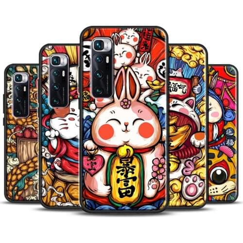 Cat Dragon Rabbit Chinese Style Cover For POCO X3 F2 F3 M3 Pro Phone Case For Xiaomi Mi 11 Ultra Mi Note 10 Lite 10T Pro