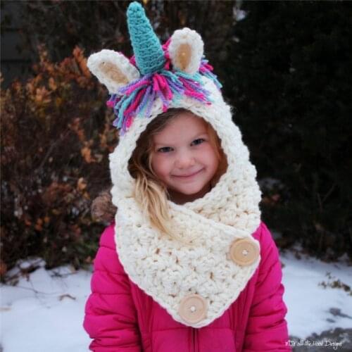 Kids Winter Hats Girls Boys Children Unicorn Crochet Warm Caps Scarf Set Baby Bonnet Cartton Cute Hat For Girl Boy HT19035