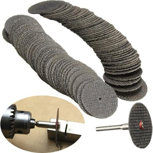 1set 100pcs 32mm Fiberglass Reinforced Cut Off Wheel Discs Rotary Tool + 1pc Mandrel Tool accessories