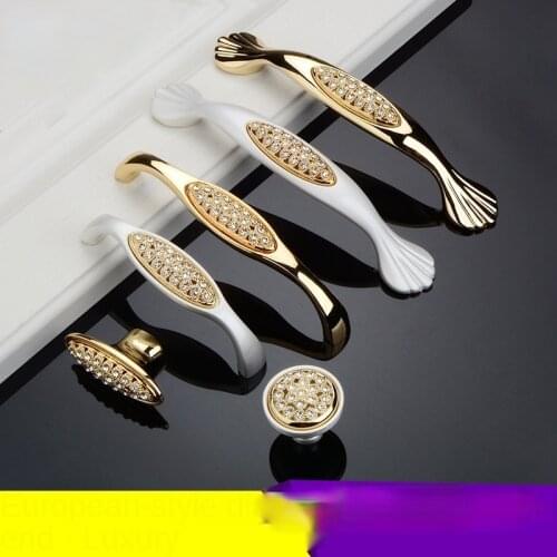 Cabinet door puller European luxury modern simple wardrobe door cabinet handle cabinet drawer set diamond crystal single hole