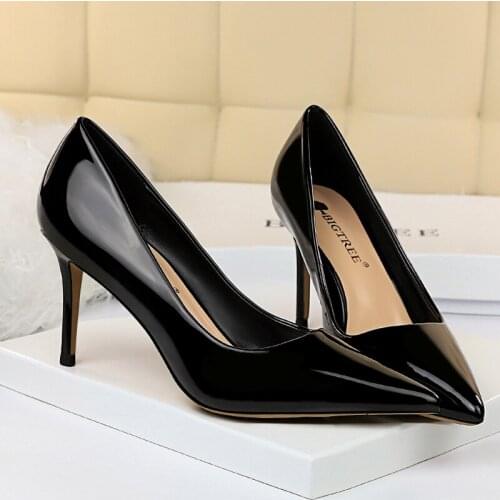 Elegant Pumps Womens Shoes On Heels 8.5cm Pointed Toe High Heel Shoes For Women Wedding Shoes Shallow Stiletto Plus Size 43