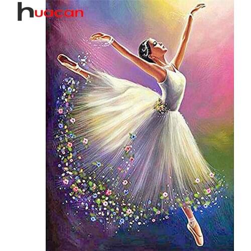 Huacan 5D Diamond Painting Ballet Girl Diamond Embroidery Full Kit Portrait Mosaic Beaded Pictures Home Decor