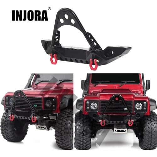INJORA Metal Black Front Bumper with Light for 1/10 RC Crawler Car Traxxas TRX-4 Axial SCX10 & SCX10 II 90046 SCX10 III AXI03007
