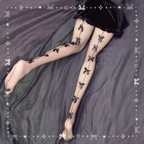 Lolita Diablo Girl Butterfly Fishnet Socks JK uniform student Hollow Pantyhose Gothic Dark Harajuku kawaii girl loli cos