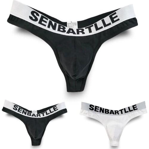 Men Sexy Cotton Underwear Briefs Low Waist Bulge Pouch Elastic Hip Lifting G-Strings Men Bikini Thong Sexy Lingerie Трусики