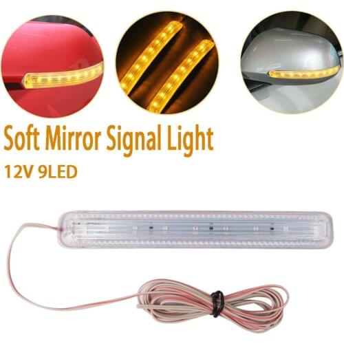 New LED Car Turn Signal Light Auto Rearview Mirror Indicator Lamp Soft Flashing FPC Universal Yellow 9 SMD Amber Light Source