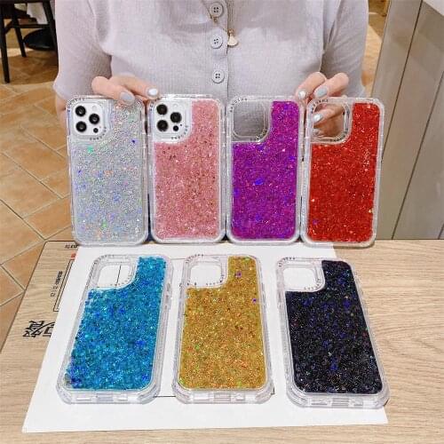Luxury glitter phone cover for iPhone 12 Pro Max Case 3 in 1 tpu shockproof 11pro max back case