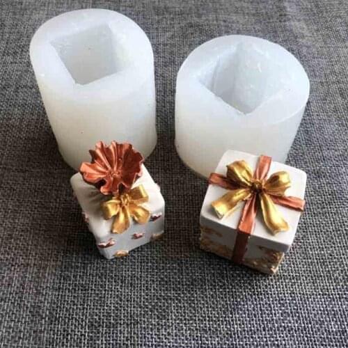 Christmas Gift Box Gypsum Drop Mold Silicone Mold for Fondant Cake Decorating Tools Chocolate Baking Mould Kitchen Accessories