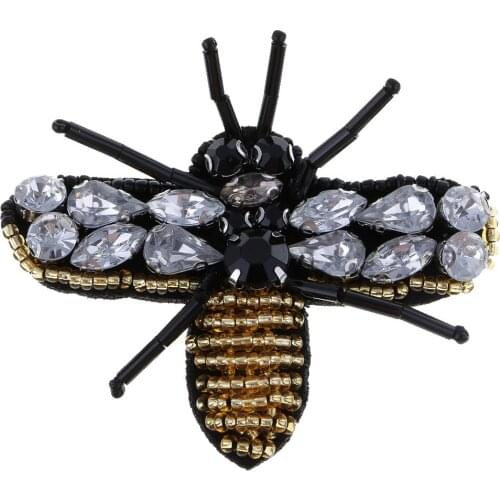 Rhinestone Bee Patch Clothes Stickers Sewing Appliques for Clothing Shoes Bags Decor Scrapbooking DIY Crafts Supplies