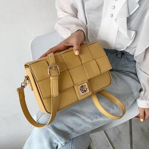 Fashion woven shoulder bag female bag high quality leather small messenger bag 2021 summer new designer ladies zipper bag white