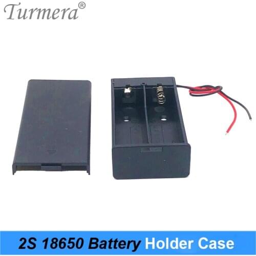 Turmera 3.7V 18650 Battery 2x Holder Connector Storage Case Box with ON/OFF Switch with Cable for Power Bank or Battery Pack Use