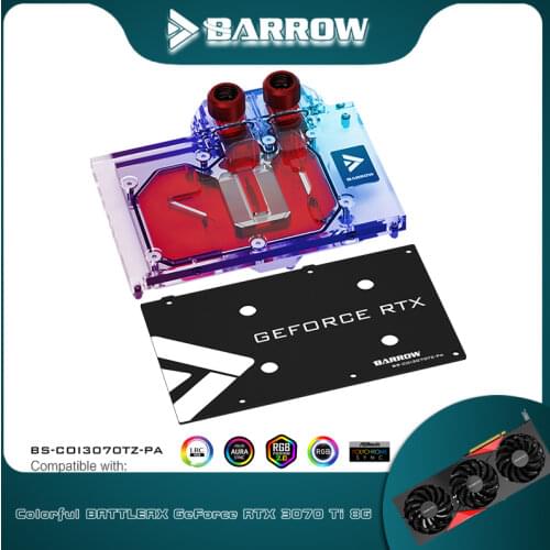 Barrow GPU Water Block For Colorful Geforce RTX 3070 Ti Card , Water Cooler With Backplane Water Cooling System BS-COI3070TZ-PA