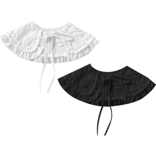 Japanese Women Girls Lolita Doll Double Layer Ruffles Fake Collar Shoulder Wrap 649C