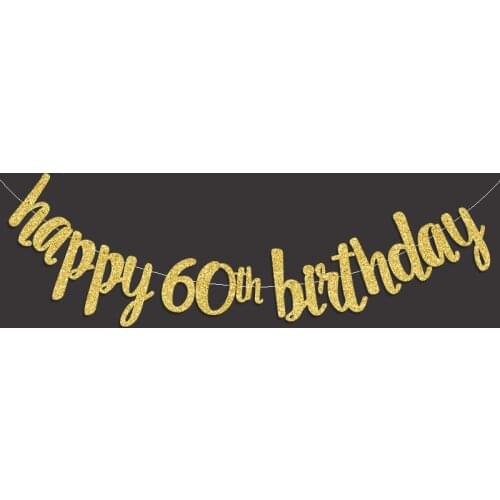Gold/Black/Silver Glitter Happy 60th Birthday Banner Popular Sixty Party Decor 60 Birthday Party Decorations Supplies