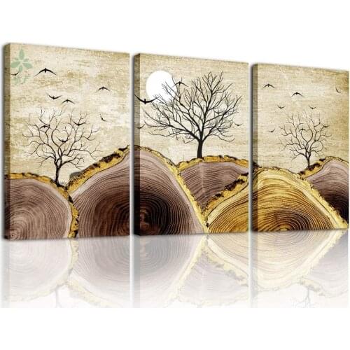 Golden Abstract Wall Paintings Tree Pictures Artwork Indoor Decoration