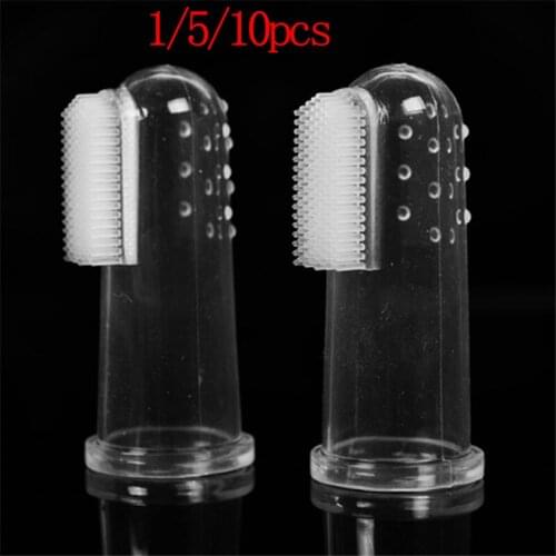 10pcs Pet Finger Toothbrush Teddy Dog Brush Bad Breath Tartar Teeth Care Tool Super Soft Dog Cat Cleaning Silicagel Pet Supplies