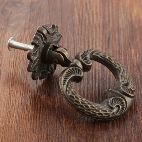 1pc Antique Furniture Handle Kitchen Cabinets Pull Knobs Drawer Wardrobe Cupboard Door Ring 44*61mm