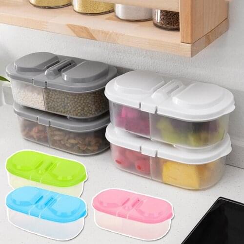 1PC Double Compartment Covered Storage Box Kitchen Food Sealed Jar Multi-Function Kitchen Refrigerator Plastic Storage Box