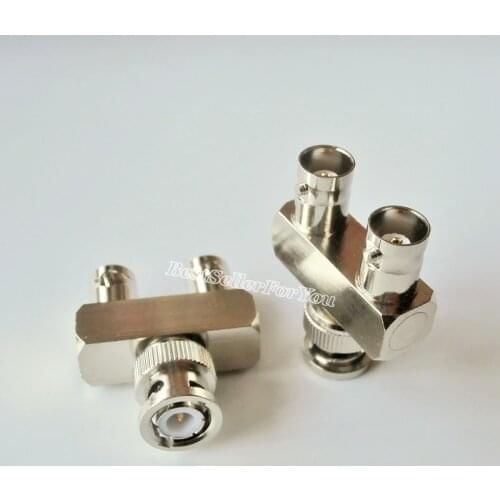 1Pcs BNC Male Plug To Two 2 BNC Female Jack Triple Y Coaxial RF Adapter Connector 3 way