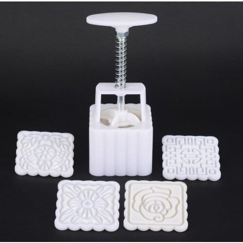 12pcs 4 Style Round Square Moon Cake Mould Petals Templates Hand PressMooncake Baking Pastry Tools