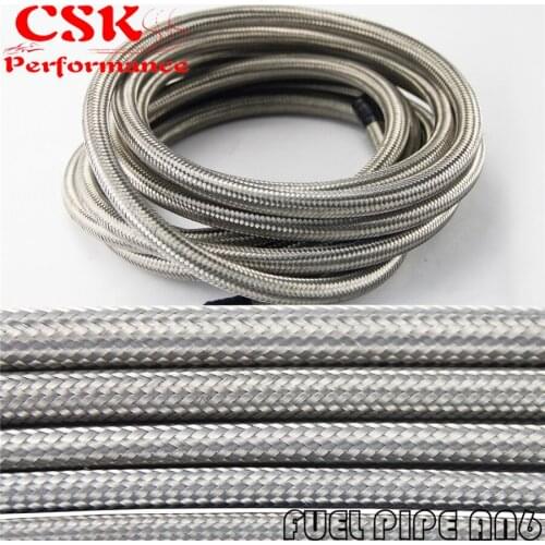 5M STAINLESS STEEL / NYLON BRAIDED 15KPSI AN6 6AN OIL/FUEL LINE/HOSE 5METER 15T BLACK / SILVER