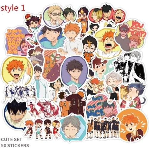 50pcs/set Haikyuu Stickers Cosplay Prop Accessories PVC Decal Waterproof Cartoon Collect Sticker