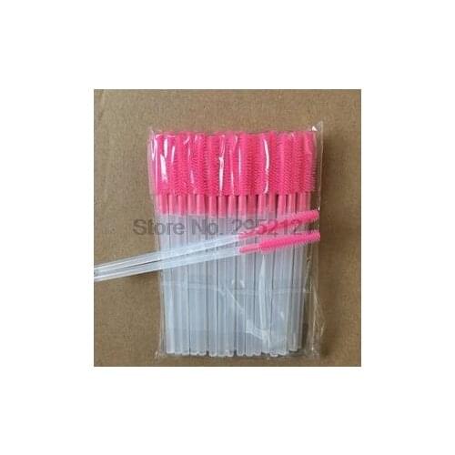 By dhl or ems 200sets 50pcs /set Disposable Cosmetic Eyelash Brush pink Mascara Applicator Spoolers Silicone Transparent Handle