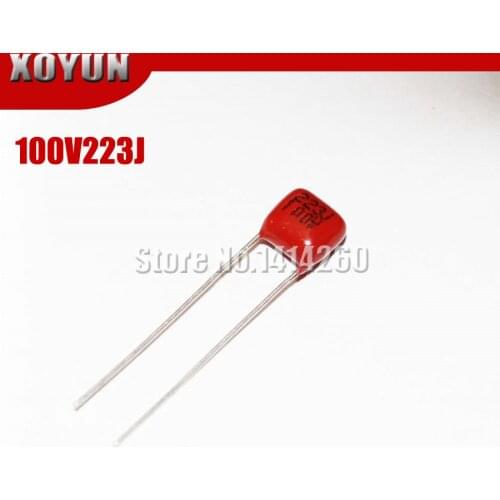 50pcs/lot CBB 100V223J 22nf Pitch 5MM 223J 100V CBB Polypropylene film capacitor
