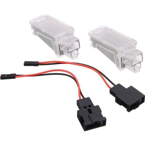 2x 12V Car LED Courtesy Door Projector Light Foot Nest Lights Ghost Shadow Light Lamp 6500K White For Audi A3/A4/A6/VW/Skoda