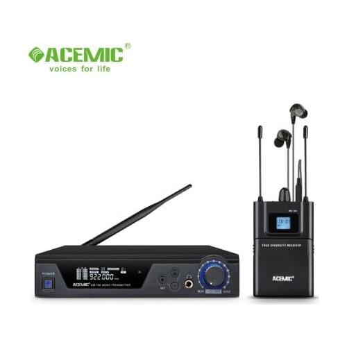 ACEMIC EM-100 Wireless in Ear Monitor System UHF Pro Audio Bodypack Monitoring with LCD Display