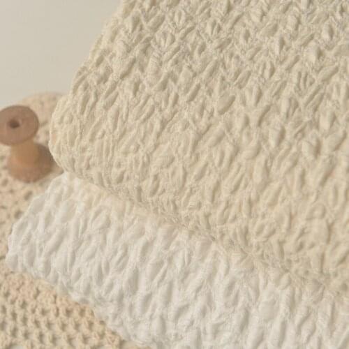 Beige Light Yellow Bubble Polyester Fabric Sun Protection Shirt Coat Small Fresh Skirt Childrens Clothing Baby Clothing Fabric