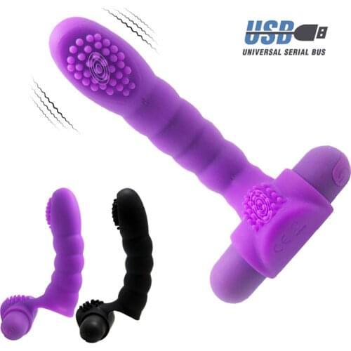Finger Sleeve Dildo Vibrator G Spot Massage Clit Stimulate Female Masturbator Sex Toys For Women Lesbian Orgasm Adult Products