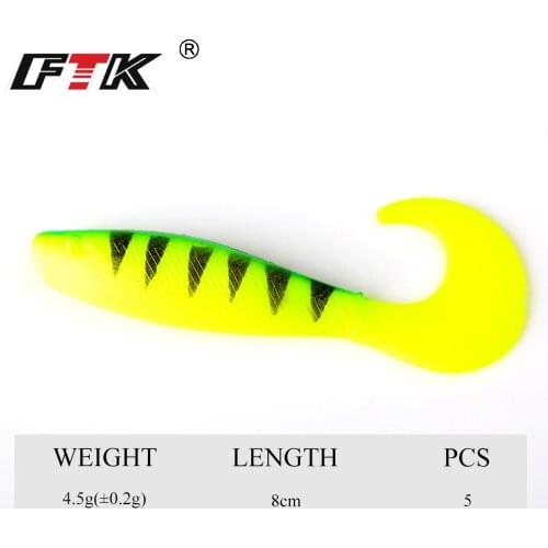 FTK Soft Lure Fishing Lures Swim Baits Jigging Lure Bass Easy Artificial Popper lure Soft Wobblers 3D Shake Fish T-tail 706