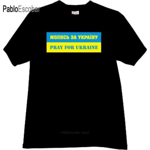 Cotton t-shirt mens brand tees Pray for Ukraine Patriotic T-shirt in white male fashion tshirt 4XL 5XL plus size