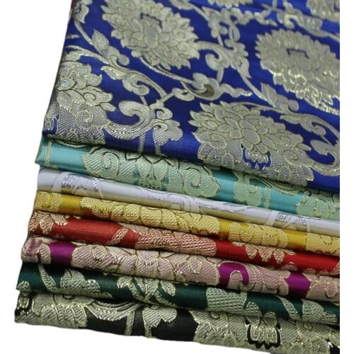 Width 75cm Chinese Costume Cos Vintage Damask Satin Faux Gold Silk Brocade Jacquard Fabric For Cheongsam Doll Cos Mongolian Gown