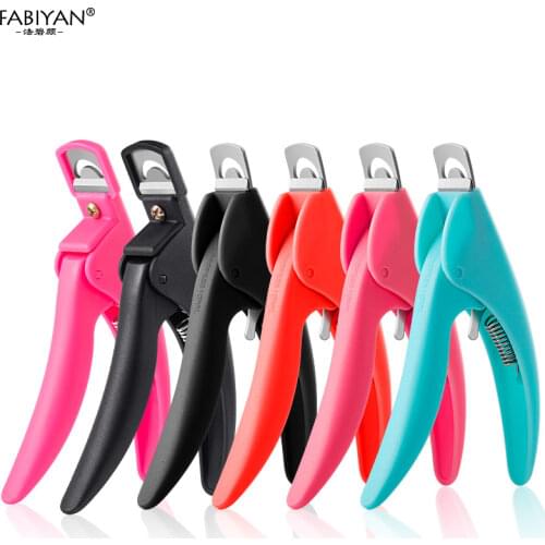 Colorful False Nail Art Clipper UV Gel False Tips Edge Cutters French U-shaped Trimming Scissors Stainless steel Manicure Tools