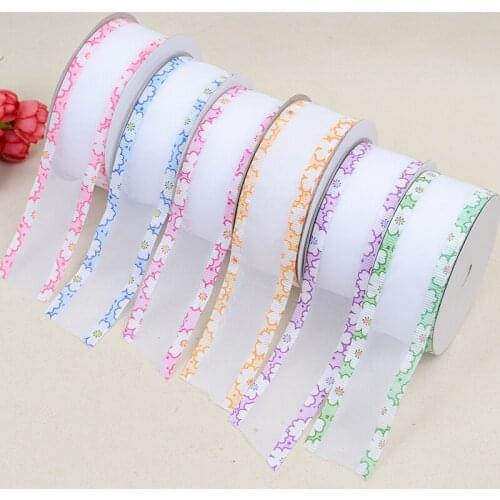 Organza Ribbon Printed Grosgrain Edge 38mm High Quality DIY Clothing Applique Gift Wrapping Hair Accessories BBXU-130