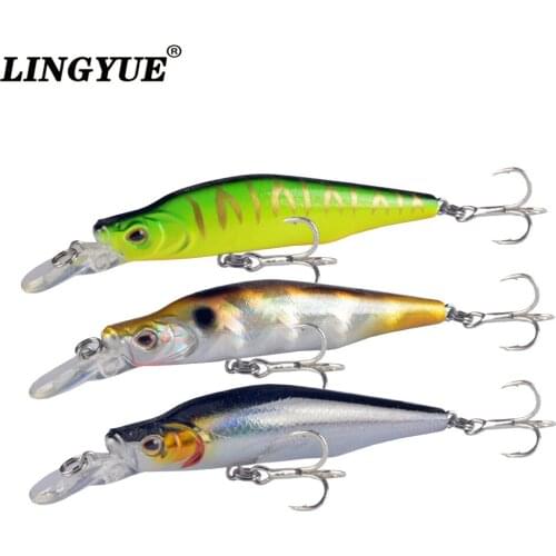 LINGYUE New Two Size Minnow 95MM 75MM Fishing Lure Sinking Jerkbaits Hard Wobbler BKK Hook Artificial Bait Rattling Pesca Tackle
